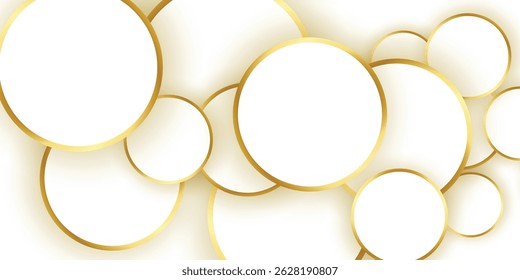 Modern Artistic 3D Bubbles with Polished Golden Frames Floating Gracefully Over a Light Pastel Background for Premium Home Decor and Luxury Brand Visuals