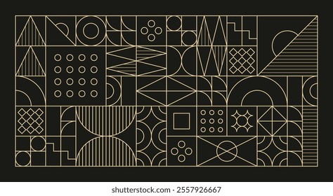 Modern artistic art deco geometric pattern background black