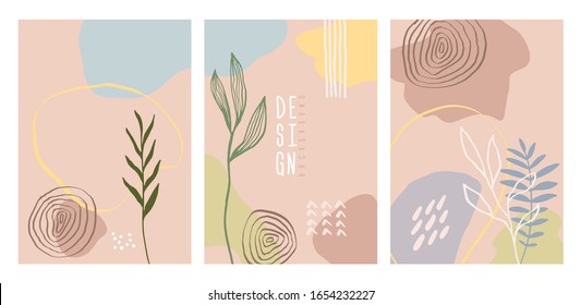 Modern artistic cards design template. Set of abstract background designs - summer sale, social media promotional content. Colorful trendy shapes.