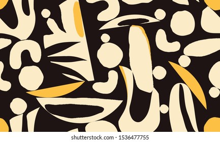 Modern artistic illustration pattern. Creative collage with shapes. Seamless pattern. Fashionable template for design.