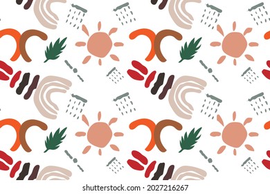 Modernes künstlerisches Illustrationsmuster. Kreative Collage mit Formen. Nahtloses Muster. Modische Vorlage für Design.