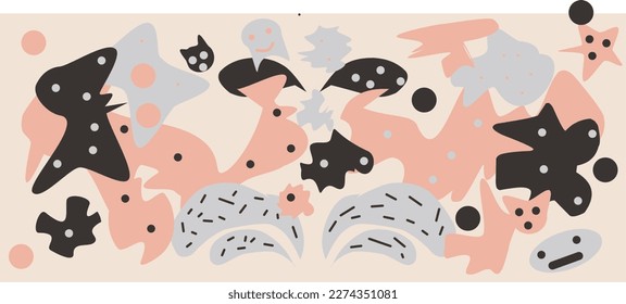 Modern artistic illustration pattern. Creative collage with abstract shapes. 