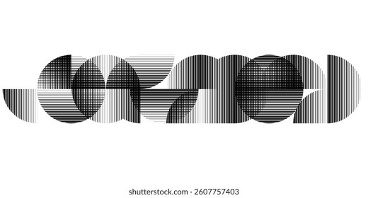 Modern artistic layout  with semicircle design elements . Many lines form half circles in art style . Wall art , home poster design . Vector abstract shape. Modern art . Contemporary composition . 