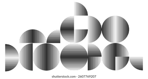 Modern artistic layout with semicircle design elements . Many lines form half circles in art style . Wall art , home poster design . Vector abstract shape. Modern art . Contemporary composition . 