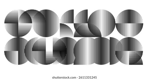 Modern artistic layout with semicircle design elements . Many lines form half circles in art style . Wall art , home poster design . Vector abstract shape. Modern art . Contemporary composition . 