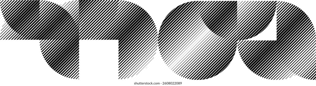 Modern artistic layout set with semicircle design elements . Many lines form half circles in art style . Wall art , home poster design . Vector abstract shape. Modern art . Contemporary composition . 