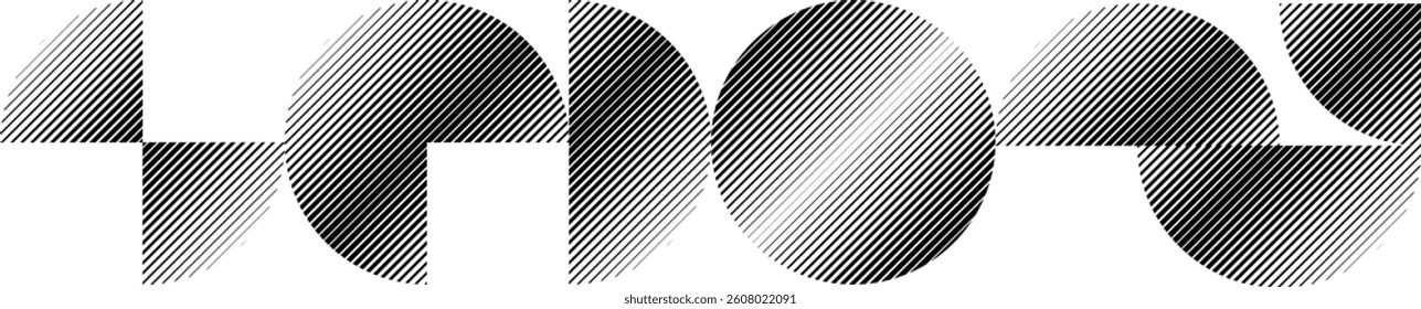 Modern artistic layout set with semicircle design elements . Many lines form half circles in art style . Wall art , home poster design . Vector abstract shape. Modern art . Contemporary composition . 