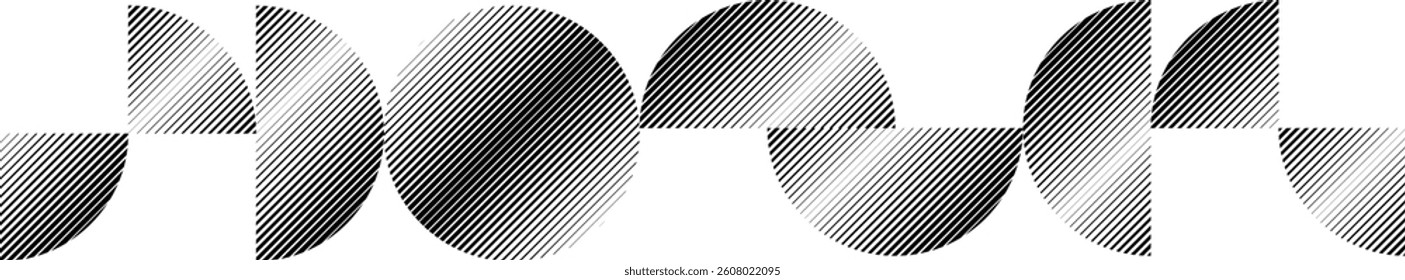 Modern artistic layout set with semicircle design elements . Many lines form half circles in art style . Wall art , home poster design . Vector abstract shape. Modern art . Contemporary composition . 