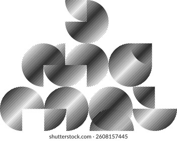 Modern artistic layout set with semicircle design elements . Many lines form half circles in art style . Wall art , home poster design . Vector abstract shape. Modern art . Contemporary composition . 