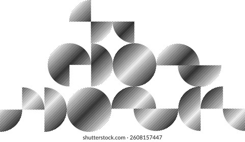 Modern artistic layout set with semicircle design elements . Many lines form half circles in art style . Wall art , home poster design . Vector abstract shape. Modern art . Contemporary composition . 