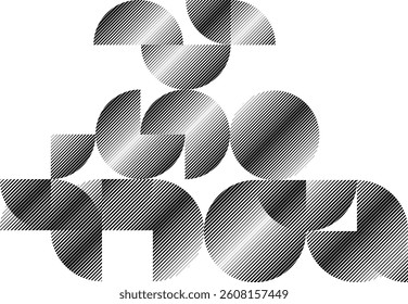 Modern artistic layout set with semicircle design elements . Many lines form half circles in art style . Wall art , home poster design . Vector abstract shape. Modern art . Contemporary composition . 