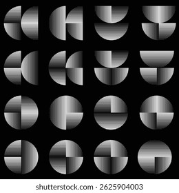 Modern artistic layout set with semicircle design elements . Many lines form half circles in art style . Wall art , home poster design . Vector abstract shape. Modern art . Contemporary composition .