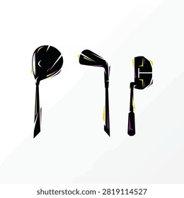Modern artistic rendition of golf equipment for sports branding and digital graphics.