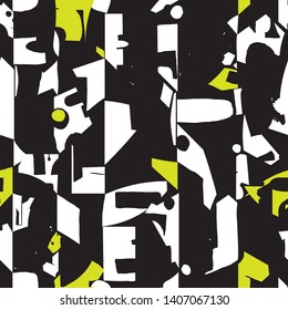 Modern and artistic seamless pattern design with colorful abstract shapes, repeating background for web and print