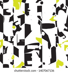 Modern and artistic seamless pattern design with colorful abstract shapes, repeating background for web and print