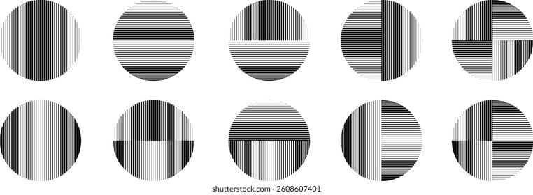 Modern artistic semicircle design elements . Many lines form half circles in art style . Wall art , home poster design . Vector abstract shape. Modern art . Contemporary composition . 