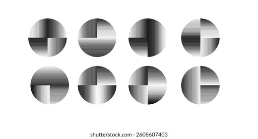Modern artistic semicircle design elements . Many lines form half circles in art style . Wall art , home poster design . Vector abstract shape. Modern art . Contemporary composition . 