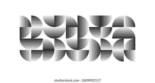 Modern artistic semicircle design elements . Many lines form half circles in art style . Wall art , home poster design . Vector abstract shape. Modern art . Contemporary composition .
