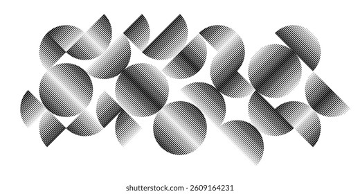 Modern artistic semicircle design elements . Many lines form half circles in art style . Wall art , home poster design . Vector abstract shape. Modern art . Contemporary composition .
