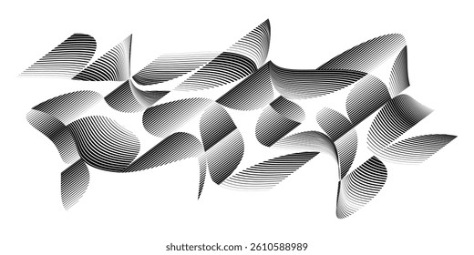 Modern artistic semicircle design elements . Many lines form half circles in art style . Wall art , home poster design . Vector abstract shape. Modern art . Contemporary composition .
