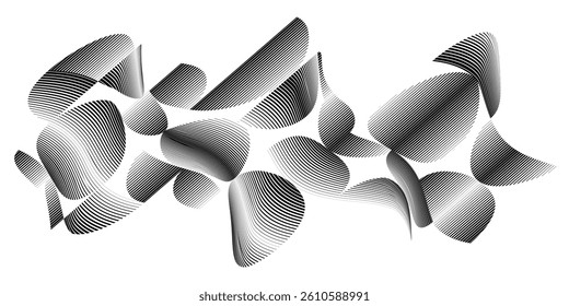 Modern artistic semicircle design elements . Many lines form half circles in art style . Wall art , home poster design . Vector abstract shape. Modern art . Contemporary composition .
