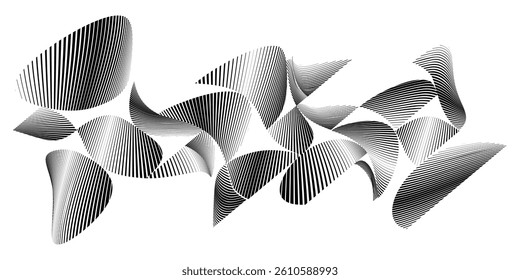 Modern artistic semicircle design elements . Many lines form half circles in art style . Wall art , home poster design . Vector abstract shape. Modern art . Contemporary composition .
