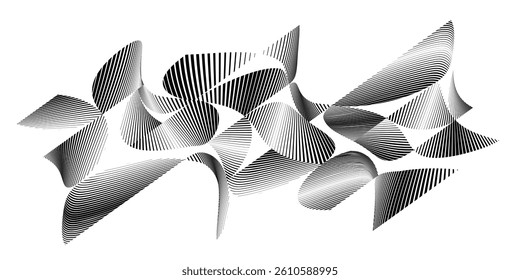 Modern artistic semicircle design elements . Many lines form half circles in art style . Wall art , home poster design . Vector abstract shape. Modern art . Contemporary composition .

