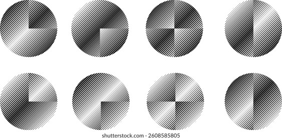 Modern artistic  set with semicircle design elements . Many lines form half circles in art style . Wall art , home poster design . Vector abstract shape. Modern art . Contemporary composition . 