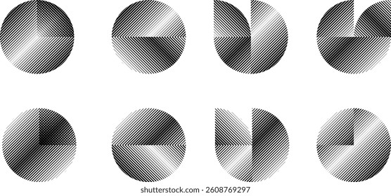 Modern artistic set with semicircle design elements . Many lines form half circles in art style . Wall art , home poster design . Vector abstract shape. Modern art . Contemporary composition .