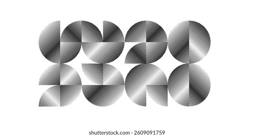 Modern artistic set with semicircle design elements . Many lines form half circles in art style . Wall art , home poster design . Vector abstract shape. Modern art . Contemporary composition .