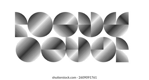 Modern artistic set with semicircle design elements . Many lines form half circles in art style . Wall art , home poster design . Vector abstract shape. Modern art . Contemporary composition .