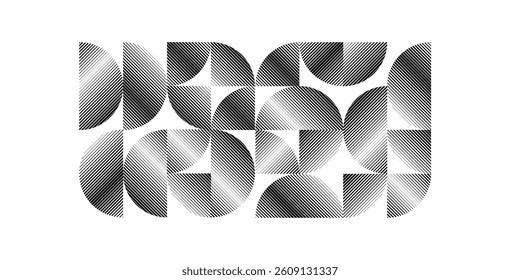Modern artistic set with semicircle design elements . Many lines form half circles in art style . Wall art , home poster design . Vector abstract shape. Modern art . Contemporary composition .