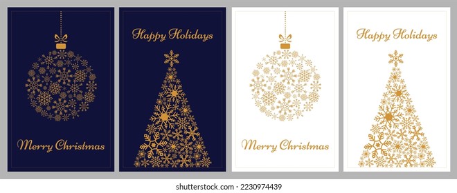 Modern artistic templates. Merry Christmas Holiday cards and invitations. Floral frames and backgrounds design. Vector illustration.