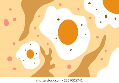 Modern artistic tropical pattern with fried eggs. Colorful botanical abstract contemporary seamless pattern. Unique hand drawn print.