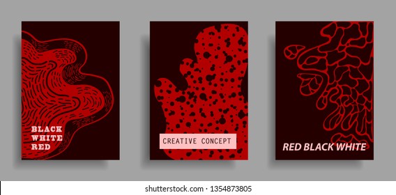 modern artsy cover design template with red, black, and white color