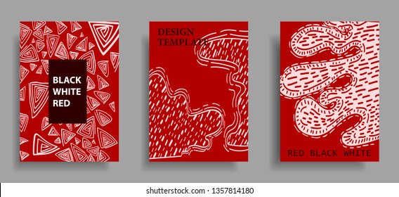 modern artsy cover design template with red, black, and white color