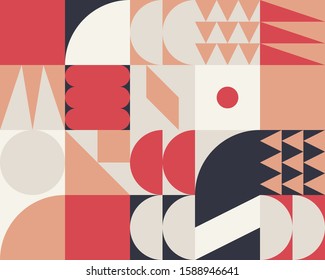 Modern artwork of abstract unusual composition made with geometrical shapes and elements. Simple geometry vector background  