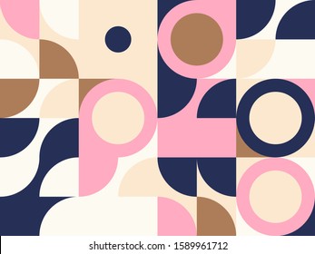 Modern artwork of abstract unusual composition made with geometrical shapes and elements. Simple geometry vector background useful for web design, business cards, invitation, poster, fashion prints.