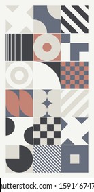 Modern artwork of abstract unusual composition made with geometrical shapes and elements. Simple geometry vector background  