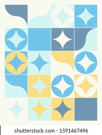 Modern artwork of abstract unusual composition made with geometrical shapes and elements. Simple geometry vector background  