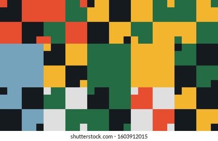 Modern artwork of abstract unusual composition made with geometrical shapes and elements. Simple geometry vector background useful for web design, business cards, invitation, poster, fashion prints