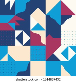 Modern artwork of abstract unusual composition made with geometrical shapes and elements. Simple geometry vector background useful for web design, business cards, invitation, poster, fashion prints.