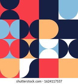 Modern artwork of abstract unusual composition made with geometrical shapes and elements. Simple geometry vector background useful for web design, business cards, invitation, poster, fashion prints.