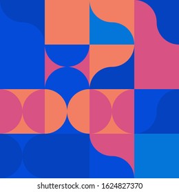 Modern artwork of abstract unusual composition made with geometrical shapes and elements. Simple geometry vector background useful for web design, business cards, invitation, poster, fashion prints.