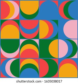 Modern artwork of abstract unusual composition made with geometrical shapes and elements. Simple geometry vector background useful for web design, business cards, invitation, poster, fashion prints.