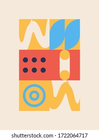 Modern artwork of abstract unusual composition made with geometrical shapes and elements. Simple geometry vector background 