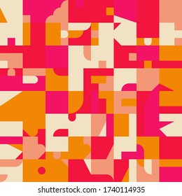 Modern artwork of abstract unusual composition made with geometrical shapes and elements. Simple geometry vector background useful for web design, business cards, invitation, poster, fashion prints.