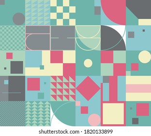 Arte moderno de composición abstracta inusual hecha con formas geométricas y elementos. Sencillo fondo vectorial de geometría útil para diseño web, tarjetas de visita, invitación, afiche, impresiones de moda.