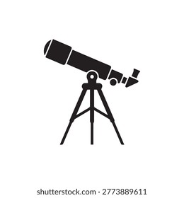 Modern astronomical telescope on tripod for space exploration icon