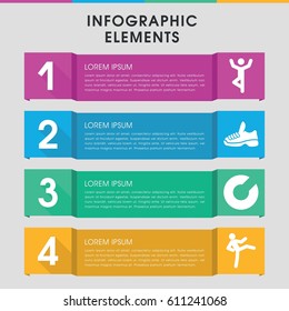 Modern athlete infographic template. infographic design with athlete icons includes trainers. can be used for presentation, diagram, annual report, web design. 